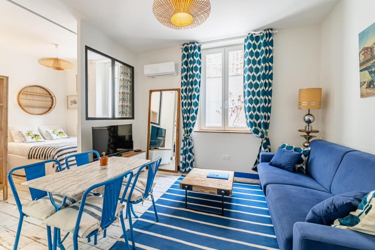 Studio Bleu 29M2, 120M Vieux-Port , Clim ,Wifi, Acces Autonome Avec Code Marselha Exterior foto